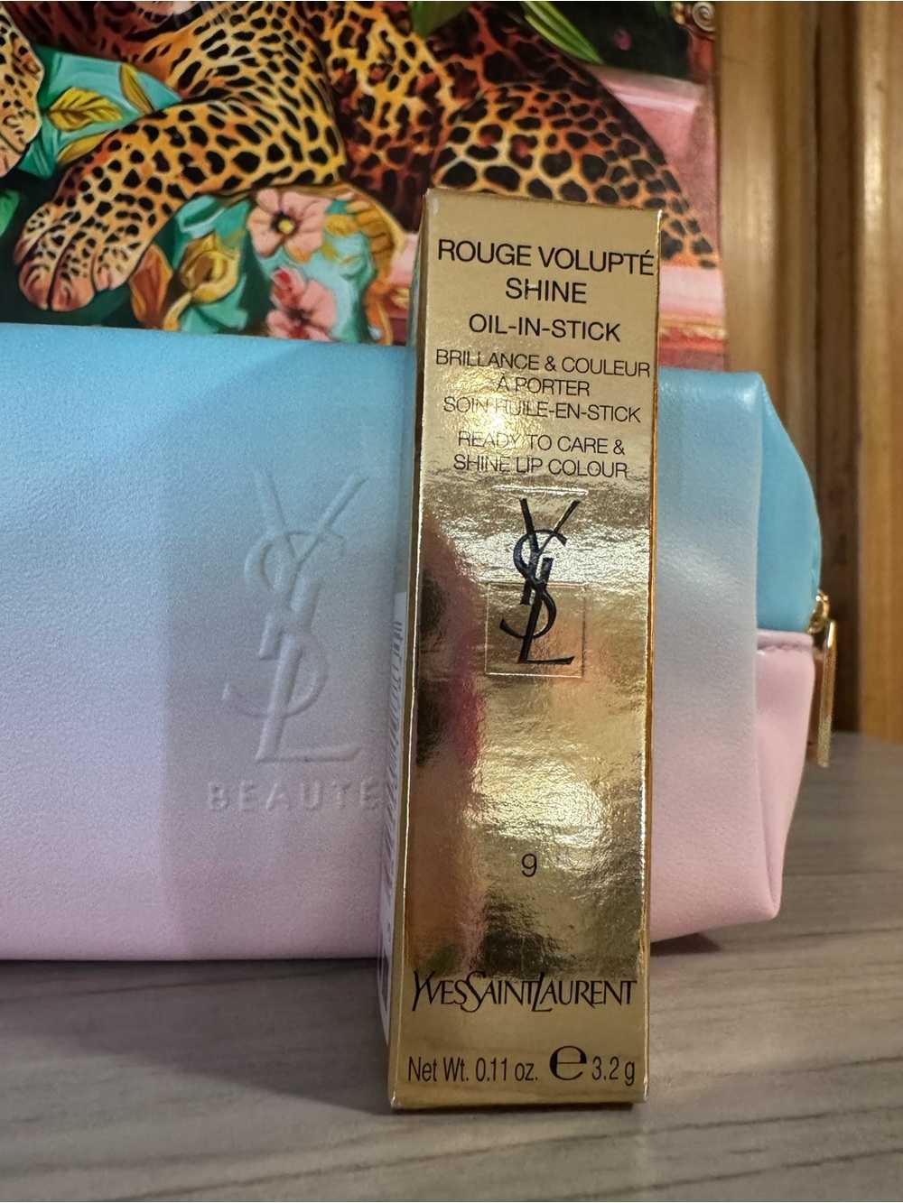 Yves Saint Laurent Nude Lipstick Gloss & Pink Ombré Cosmetic Pouch